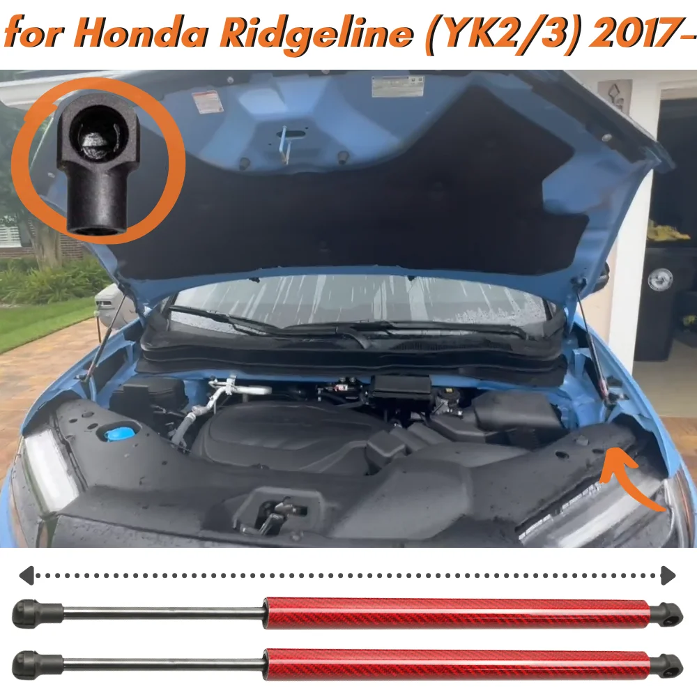 

Qty(2) Hood Struts for Honda Ridgeline (YK2/3) 2017-present Front Bonnet Carbon Fiber Gas Springs Lift Supports Shock Absorbers