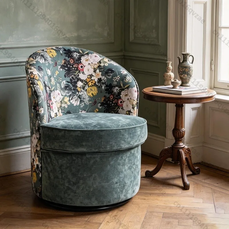 Modern Rotary Lounge Chair Round Sherpa Velvet Barrel Chair