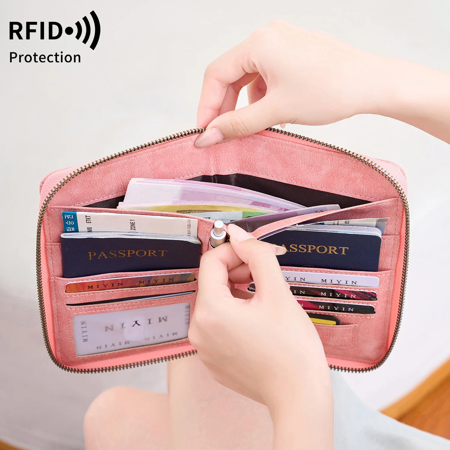Travel Wallet Passport Credit Card Holder Organizer Cash Holder Document Bag Multifunction Purse Travel Pack Clutch Storage Bag
