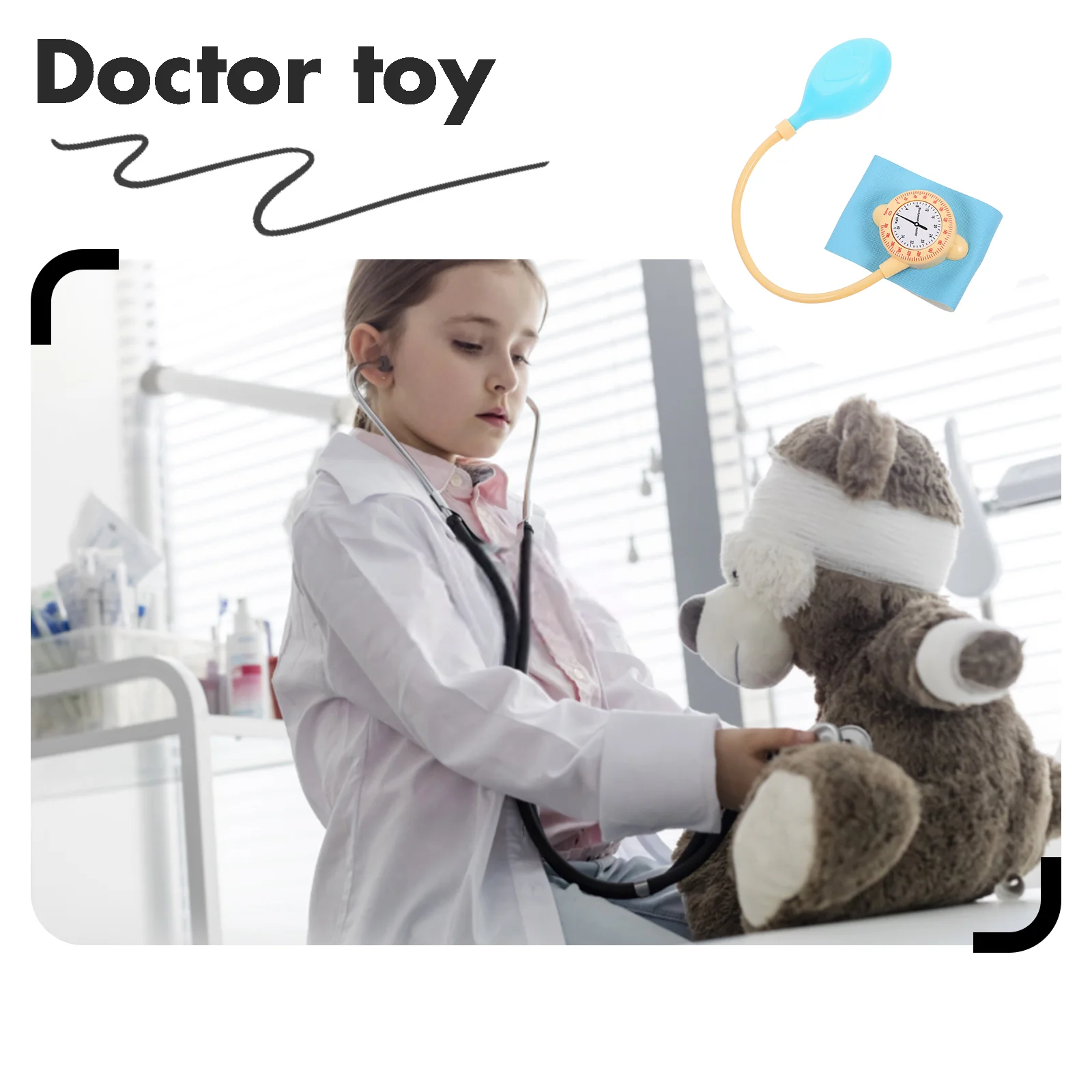 Médico brinquedo criança playset crianças ferramenta manguito médicos brinquedos de escritório plástico dos desenhos animados monitor