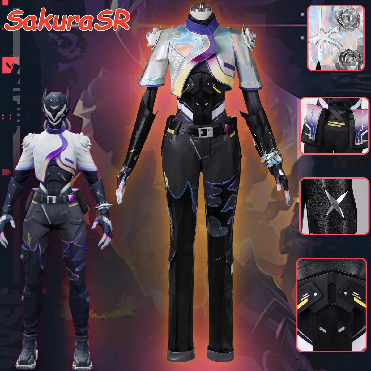 Game Valorant Vyse Cosplay Costume Sentinel Vyse Agent Rose Women Punk Uniform Halloween Party Outfit