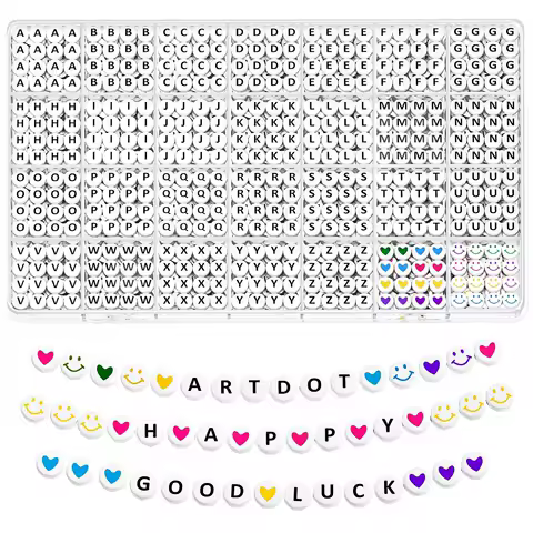 1200 pieces 28 grid alphabet beads kit, handmade Asian diy friendship bracelet jewelry making kit, including a roll of elastic c