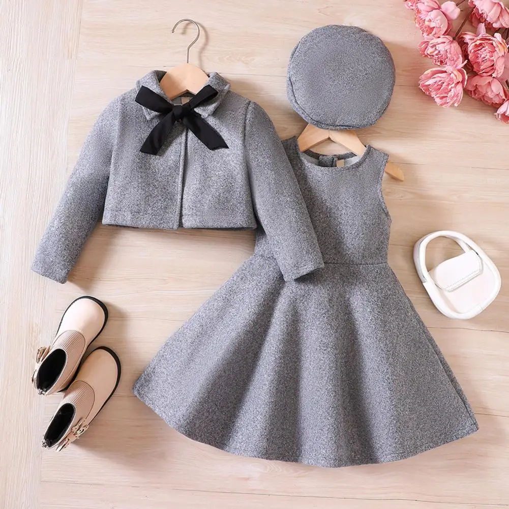 

Fashion Infant Girls 4 Pcs Outerwear Long Sleeve Button Coat + Pleated Plaid Skirt Hat Toddler Clothing Set