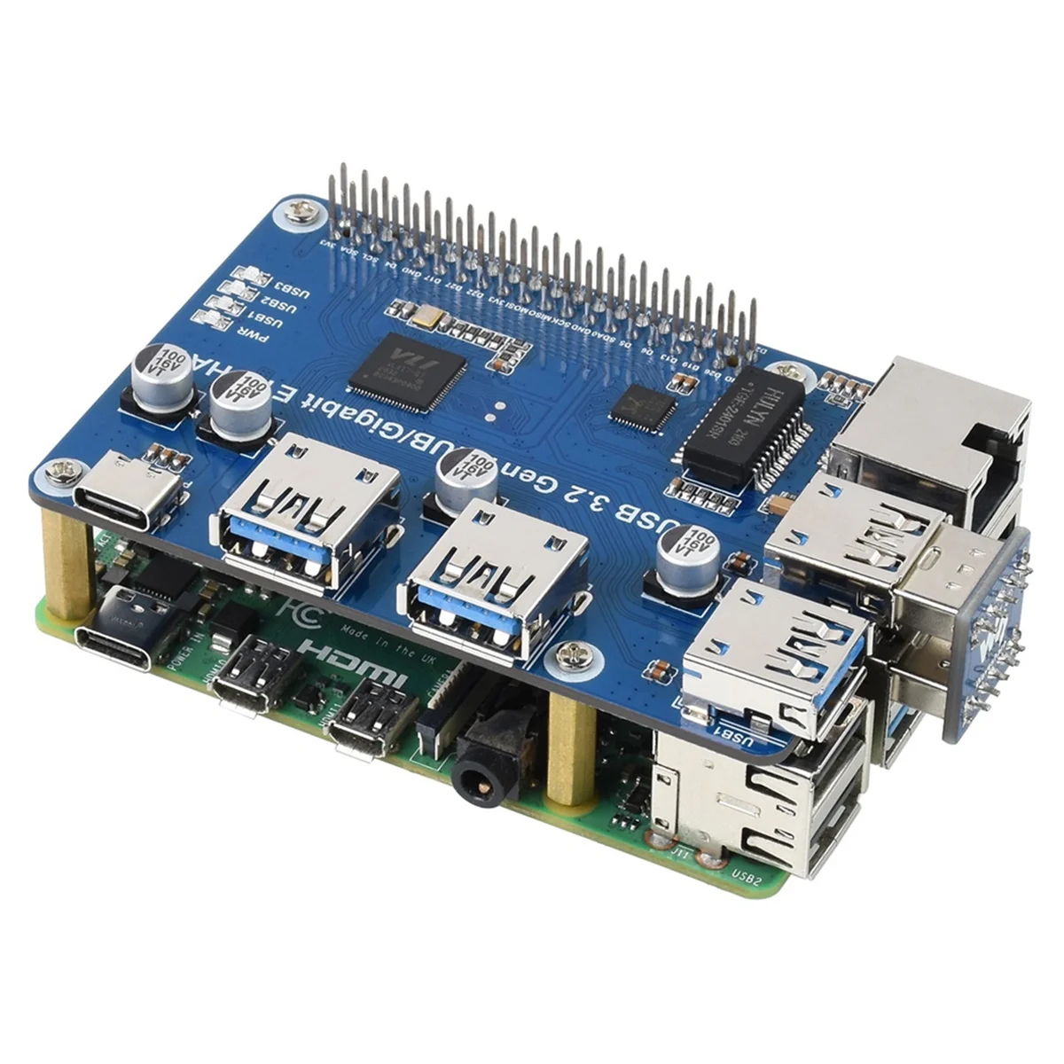 Per scheda di espansione Raspberry Pi USB 3.2 Gen1 e Gigabit Ethernet HUB HAT 3 X USB 1 X Gigabit