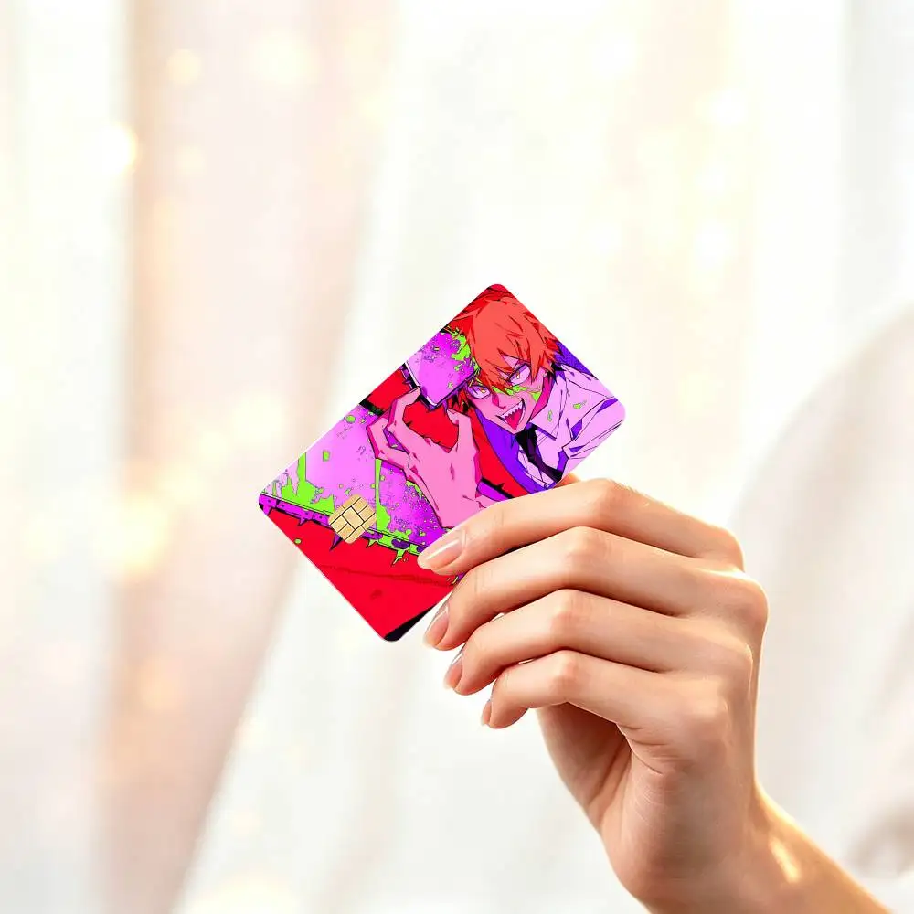 Character D-Denji Chainsaw Man Pochita  HD Waterproof Credit Card Stickers Silicone Decals For Chip Game Cards Gift