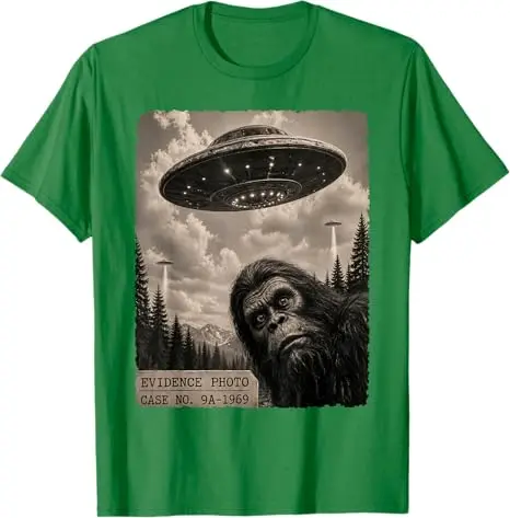 Y2K Jungenmode Lustiges Bigfoot-Grafik-T-Shirt Alien UFO Vintage Beweisfoto T-Shirt Humor UFO Sasquatch Believers Grafik-T-Shirt – Detail 14