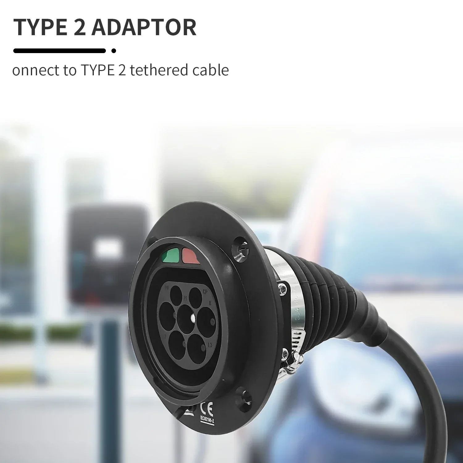 새로운 재고 IEC 62196에서 SAE J1772로 변환 충전기 32A 240V 타입 1 여성 플러그에서 타입 2 남성 소켓으로 1M 전기차 충전 케이블 포함