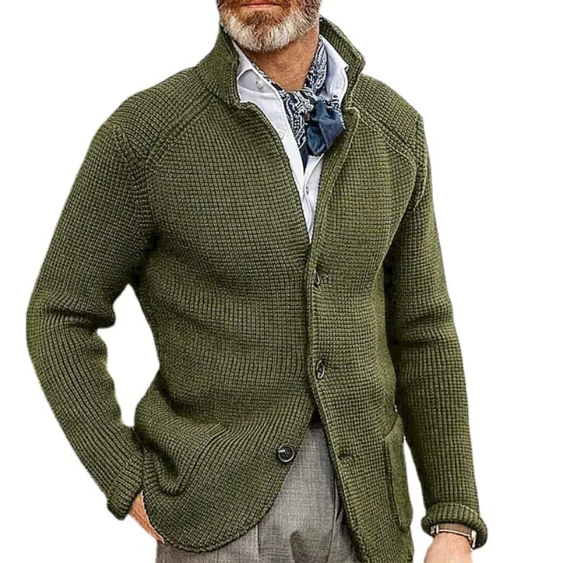 

Men's European and American Sweaters Casual Long-sleeved Solid-color Knitted Sweaters Cardigan