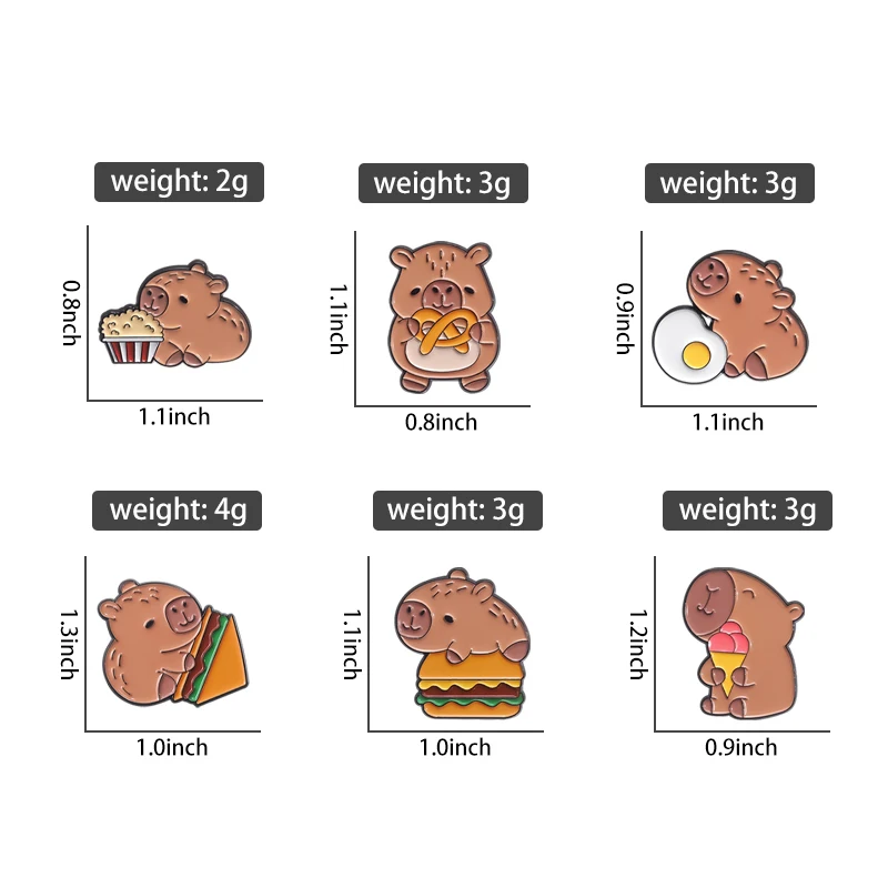 Cute Cartoon Capybara Burgers Ice Egg Enamel Pins Custom Kawaii Dolphin and Food Brooch Bag Lapel Badge Jewelry Gift for Friends