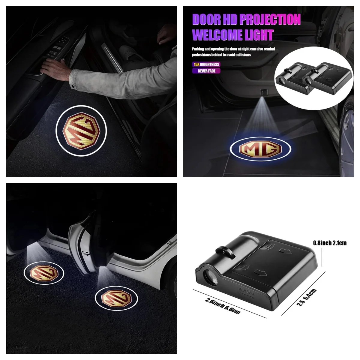 Wireless MG Logo HD Car Door Welcome Laser Projector Light Fit MG ZS EV HS EHS PHEV MG3 MG4 MG5 MG6 MG7 GT ZR RX5 RX8 ONE Cybers