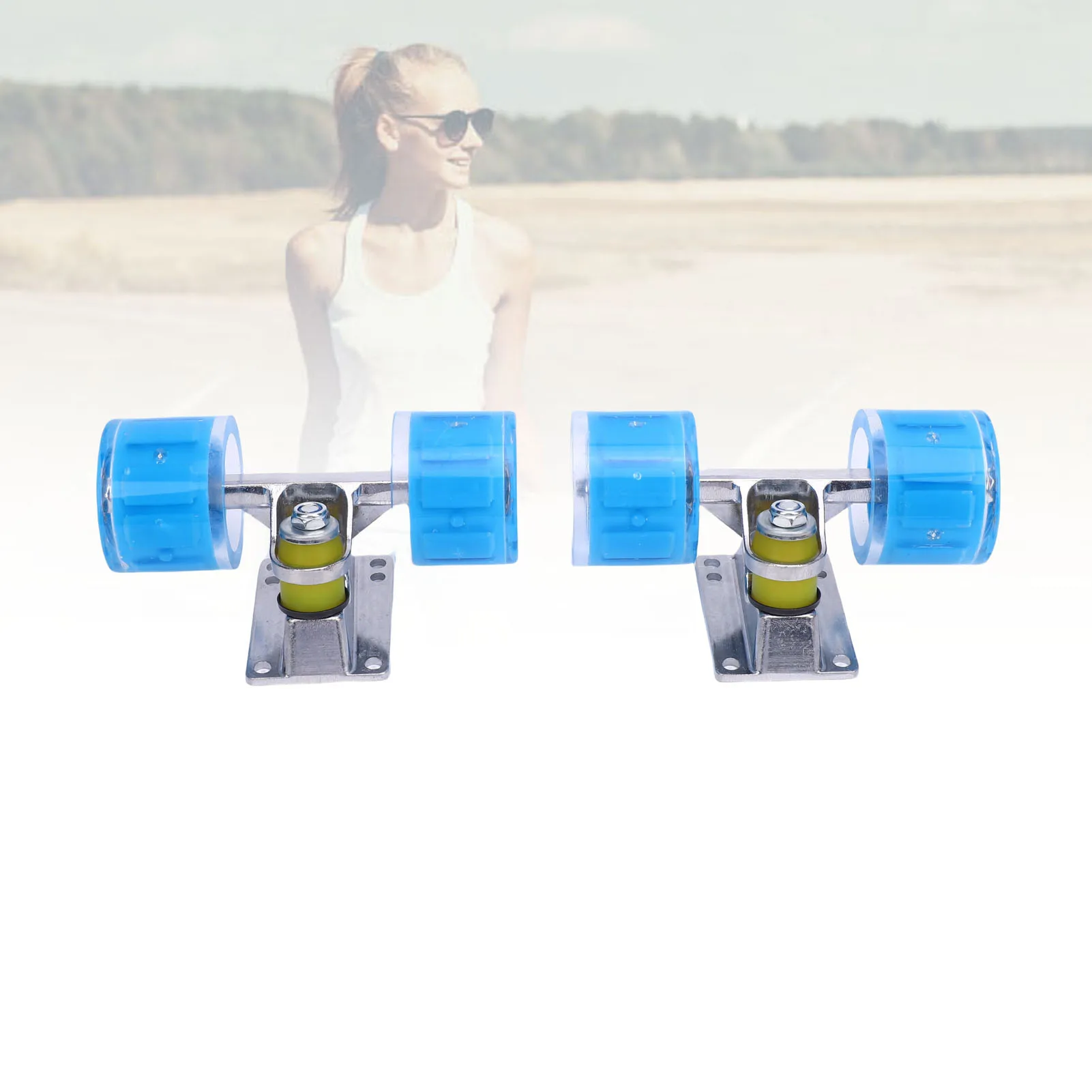 

Longboard Trucks Wheels Combo Set High Strength Replacement 1 Pair PU Aluminum Alloy Skateboard Trucks and Wheels for Cruiser