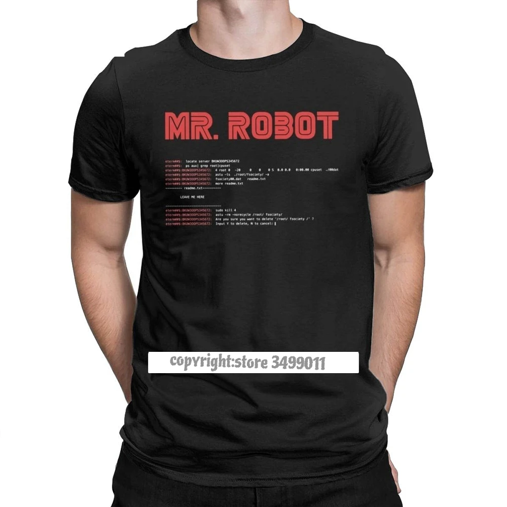 Cool Mr Robot Tops T Shirt Programming Programmer Tees Developer Code Tshirts Men Crew Neck Cotton Fitness Big Size Clothes