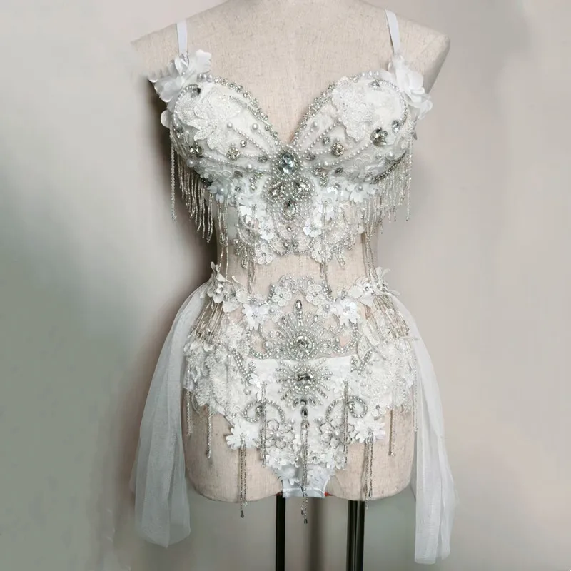 الفاخرة الراين سلاسل بيكيني بار ملهى ليلي جوجو راقصة مثير أداء ملابس رقص مهرجان الموسيقى عرض الحفلات الهذيان الزي