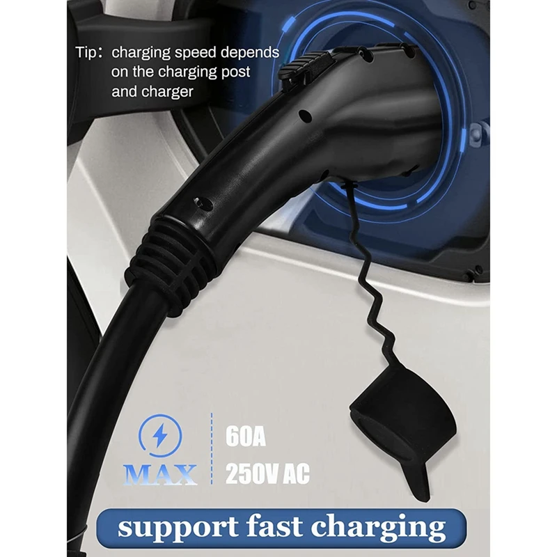 J1772 EV Adapter, 60 Amp 250V AC, For Tesla High Powered Connector, Destination Charger, And Mobile Connector