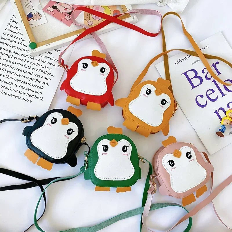 Animal Penguin Shape Shoulder Bag Kids Girls Crossbody Bag Cute Clutch Leather Small Handbag Bags Small Messenger Bag