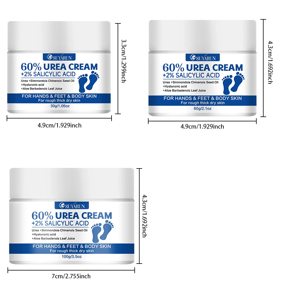 SUYARUN 60% Urea+2% SALICYLIC ACID  for Heels & Dry Skin - Intensive Moisturizing Treatment, Callus Remover, Diabetic Foot Care. view 4