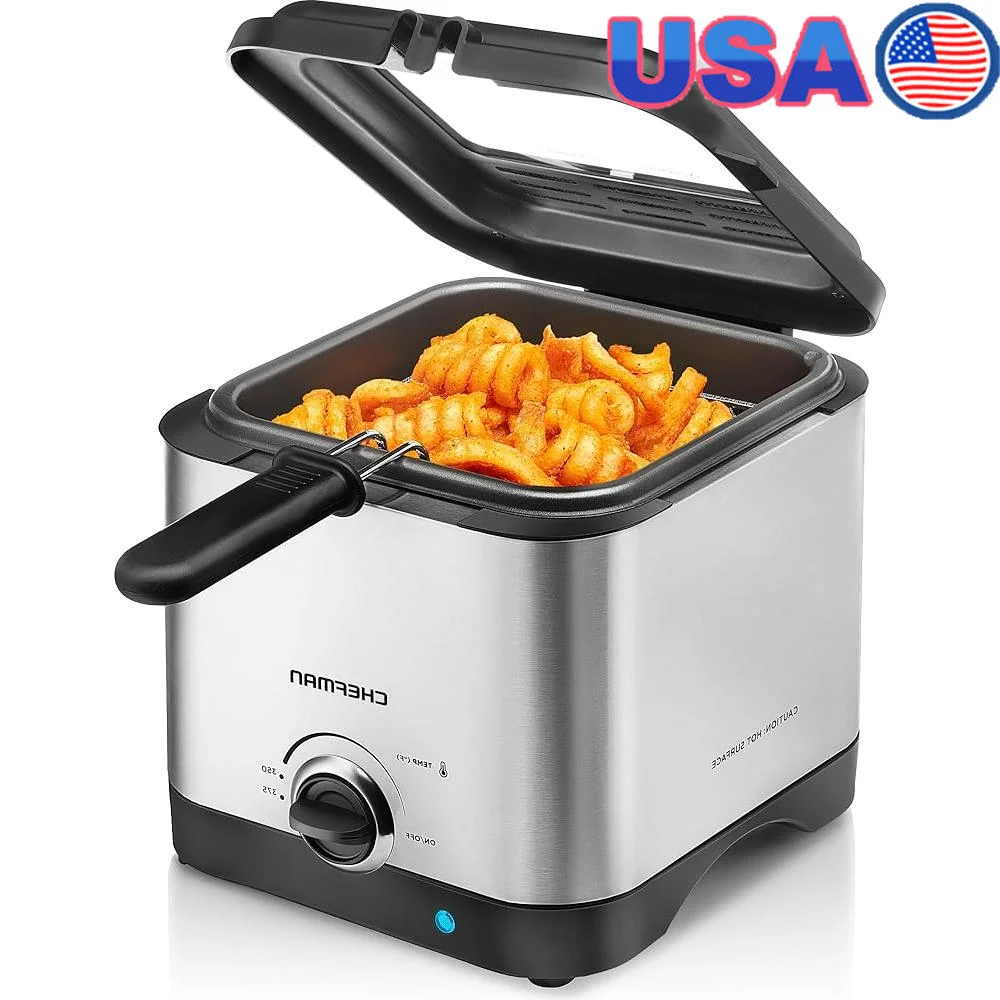 

Compact Deep Fryer 1000W Mini Fryer with Transparent Lid Stainless Steel Basket Easy Clean Oil Capacity Safe Maintenance