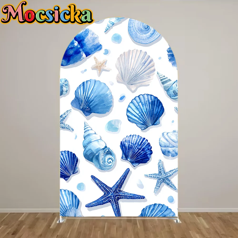

Mochicka Summer Sea Swim Arch Backdrop Jellyfish Conch Bridal Shower Cover Arch Photo Background Decor