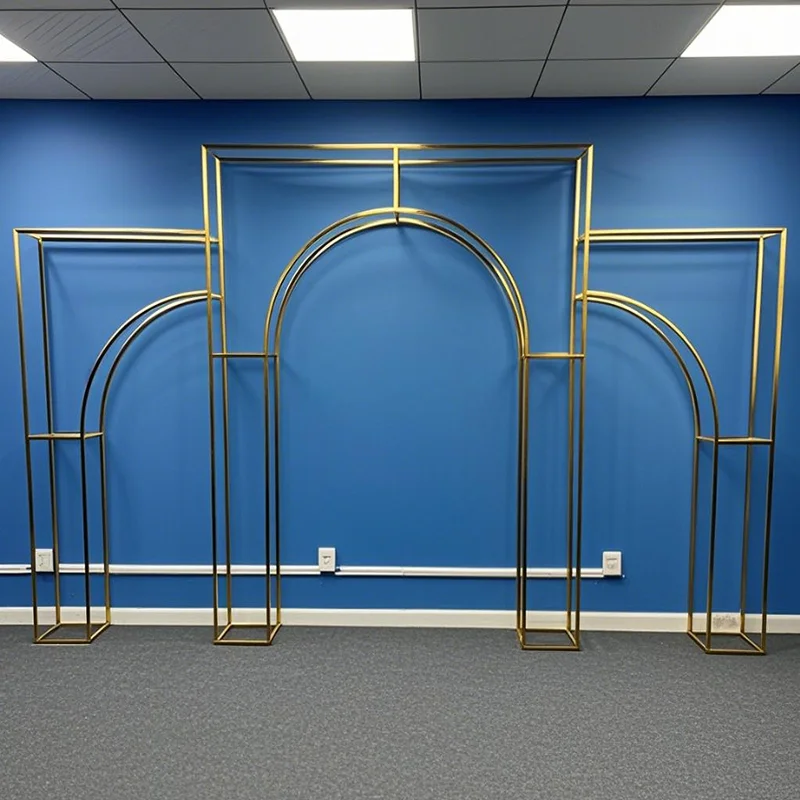 

1pcs Hot sale Gold-plated wedding arch screen background frame iron gold plated flower stand indoor scene decoration props