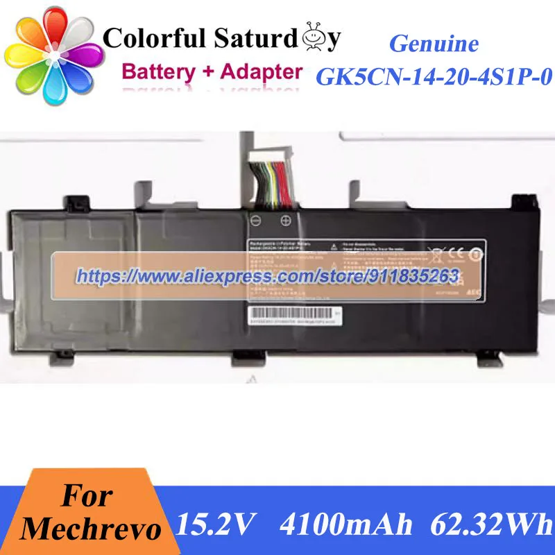 

Подлинная батарея GK5CN-14-20-4S1P-0 для ноутбука Mechrevo BATRGK7CP3 GK5CN14204S1P0 15.2V 4100mAh 62.32Wh