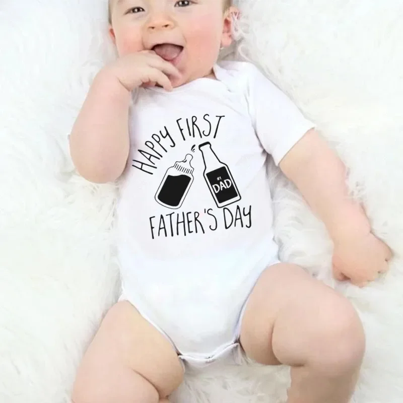 Baby Bodysuit Happy First Father's Day Print Newborn Baby Boy Long Sleeve Clothes Fashion Casual Best Gifts
