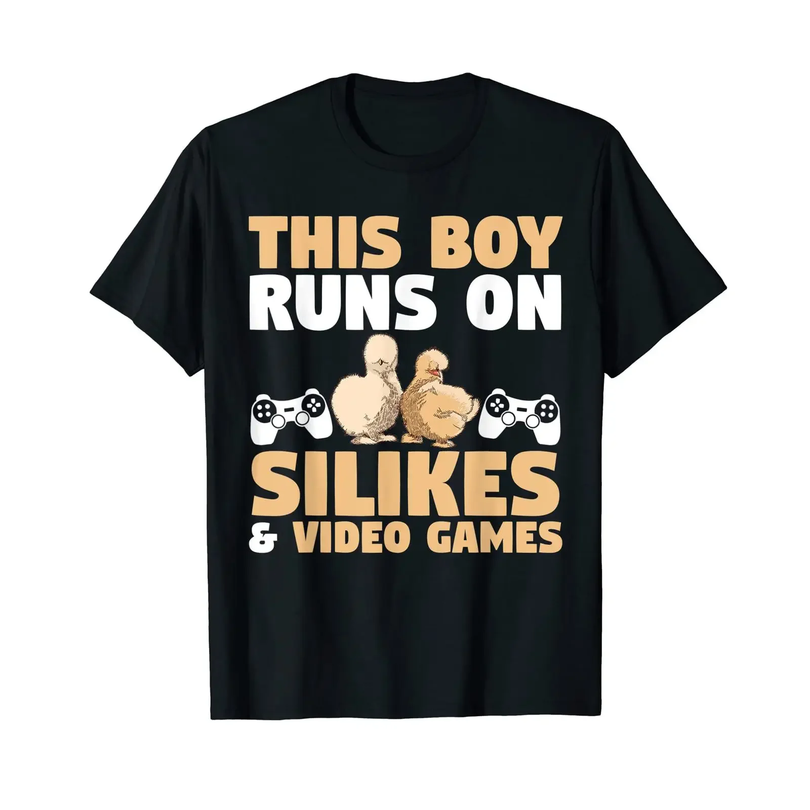 Men's This boy is running around with Silkie chickens and video games T shirt vintage Washed Casual Soft Stylish