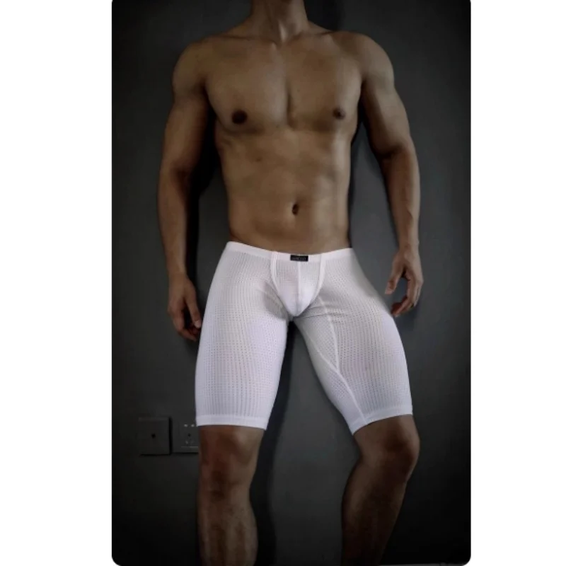 White Men Tight Lingerie Panties Plus Size Underwears Sexy High Waist Briefs Shorts Perspective Boxers Shorts