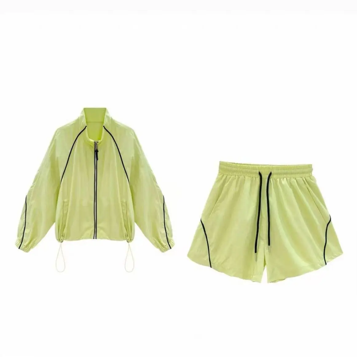 Loose Zipper Wide Leg Pants Two Piece Suit Female Outfits New Sunscreen Leisure Sports Set For Women
