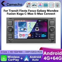 Camecho 4+64G Car Radio Wireless CarPlay Android Auto For Ford Focus 2 Mondeo S C Max Kuga Fiesta Fusion Car Intelligent Systems