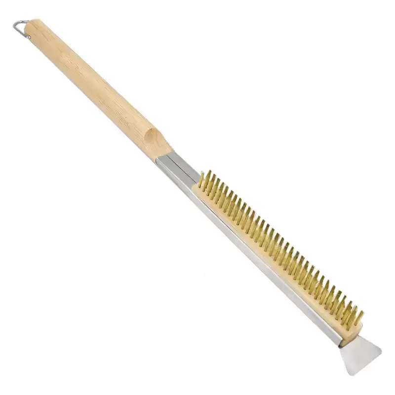 Copper Steel Wire Pizza Oven Cleaning Brush, Outdoor BBQ Grill Scrubber for Pizza Stove