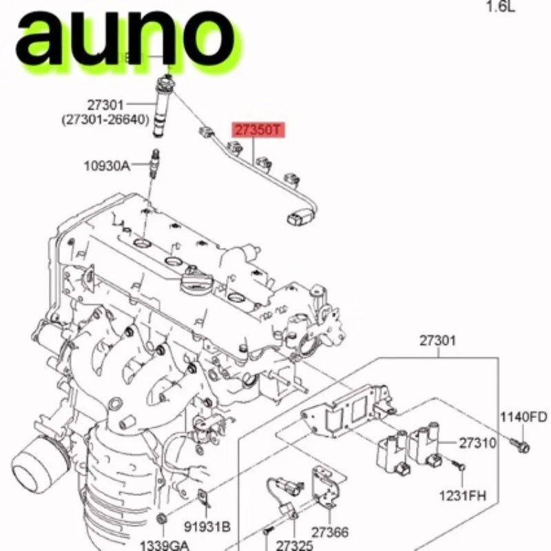 Automotive ignition coil harness for Hyundai Kia 27301-2B010 27350-2B000