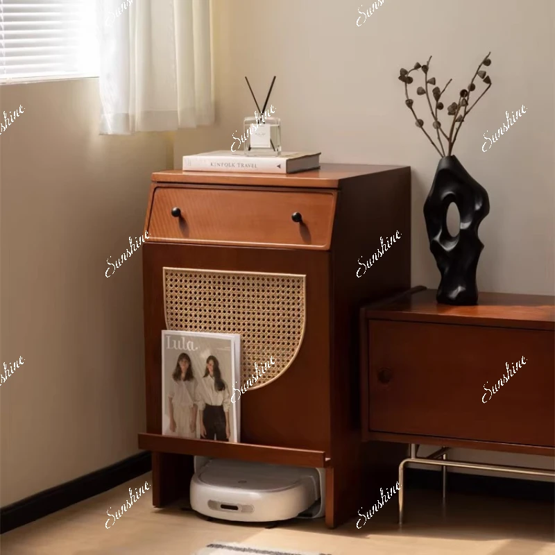 Nordic solid wood bedside table, bedroom storage, retro small chest of drawers