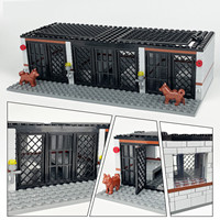 267pcs Military Cave Prison Cell Model Building blocks Wire Mesh Cage Police Dog MOC Bricks DIY Toys for Kids Adult Collection