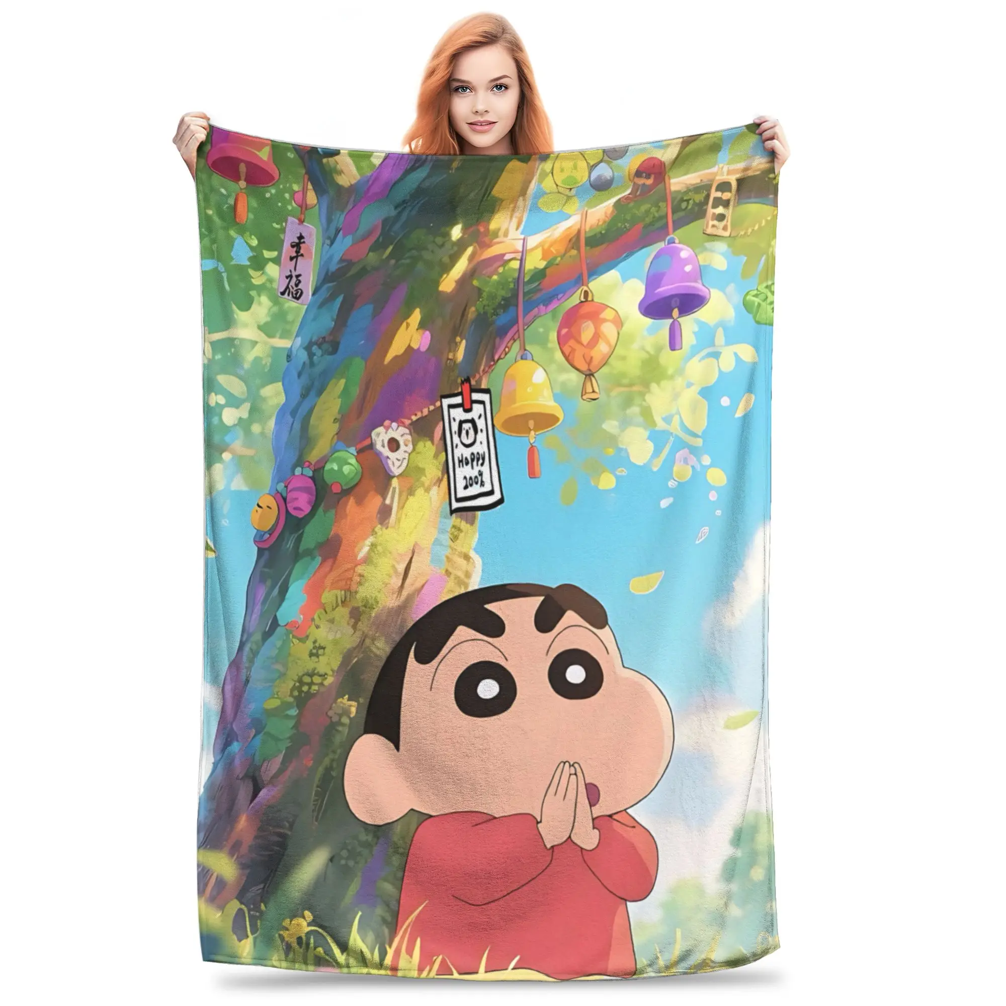 1PC home Cutecore Crayon S Shin chan  Blanket Super Cosy Plush Home Living Room Sofa halloween