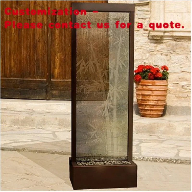 

custom.Used Glass Wall Room Divider with Brown Base