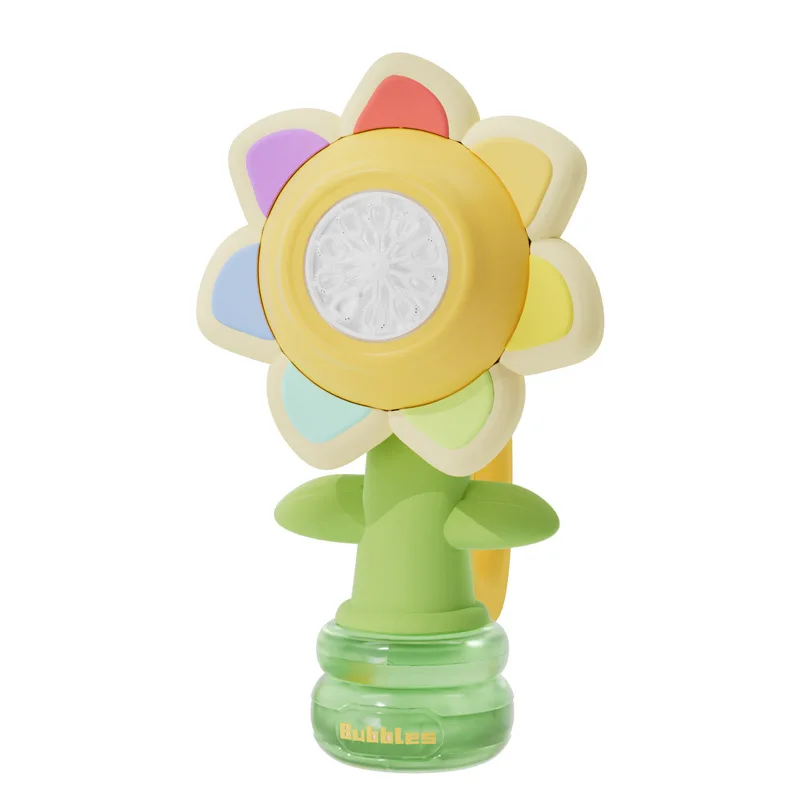 Sunflower Shaped Bubble Machine Kids Automatic Flower Bubble Toy with LED Light Toddler Bubble Maker Outdoor Blower Kids Fun Toy