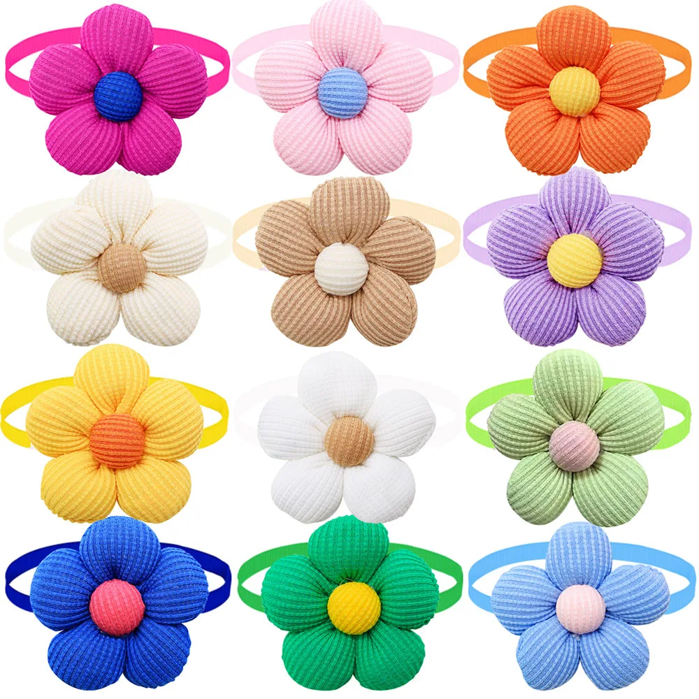 New 50pcs Spring Small Dog Cat Bowtie Cute Flower Bow Tie  Neckties For Dogs Pets Adjustable Pet Neck Accessories For Small Dogs