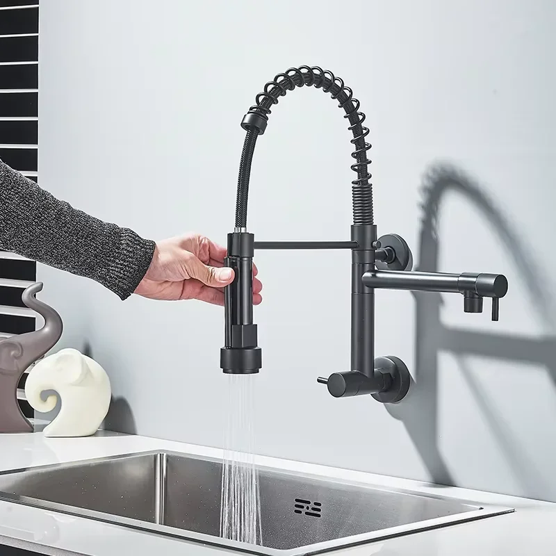 Kitchen Wash Basin Household Sink Faucet Spring Hot and Cold Faucet High Pressure Pull Telescopic Kitchen Faucet