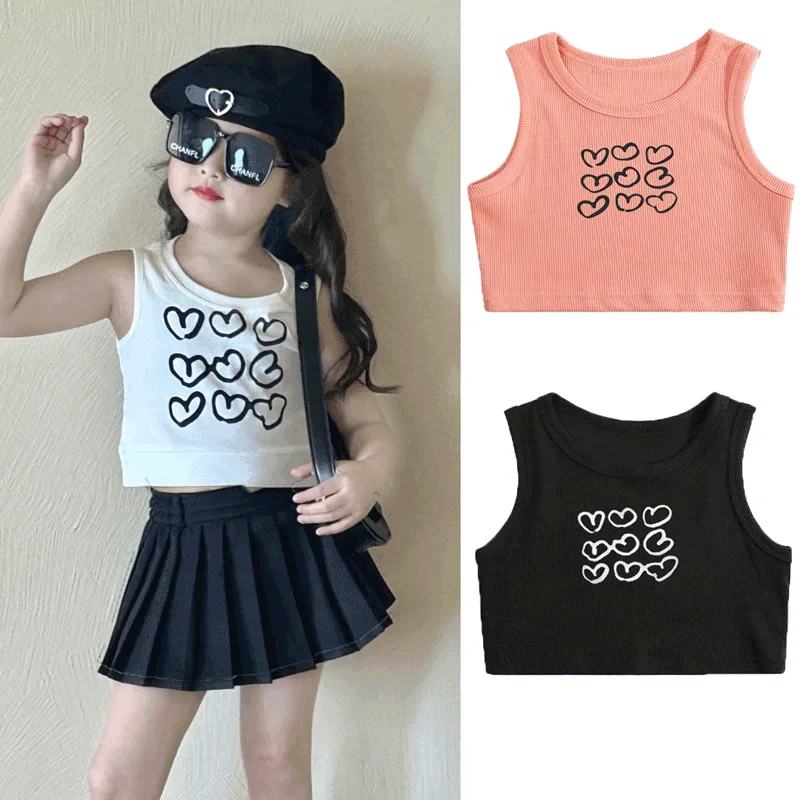 Girls Sleeveless Shirts Sleeveless Tops for Kids Summer Children T-shirts Baby Tank Tops Camisoles Toddler Undershirts Clothes