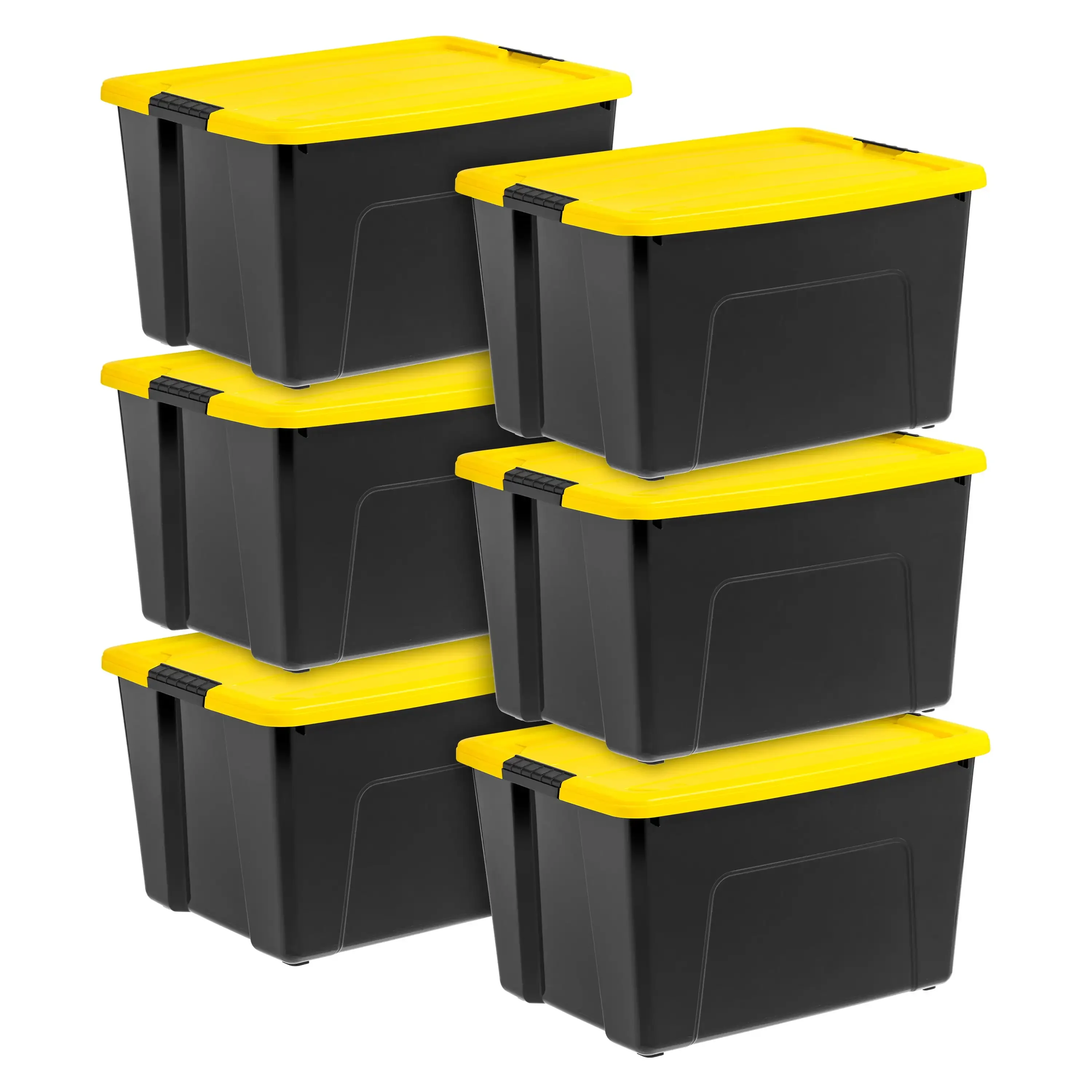 

Hot salePlastic Storage Bins with Lids, Black, Latching, Stackable, Totes 6Pk