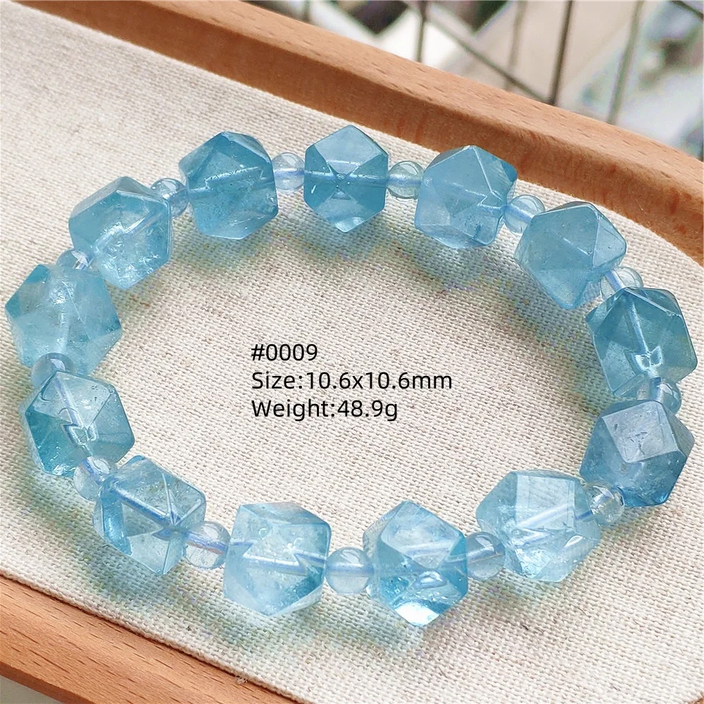 Natural Blue Topaz Beads Bracelet Jewelry Woman Men Healing Diamond Clear Faceted Beads Genuine Topaz Fashion GIft AAAAAA