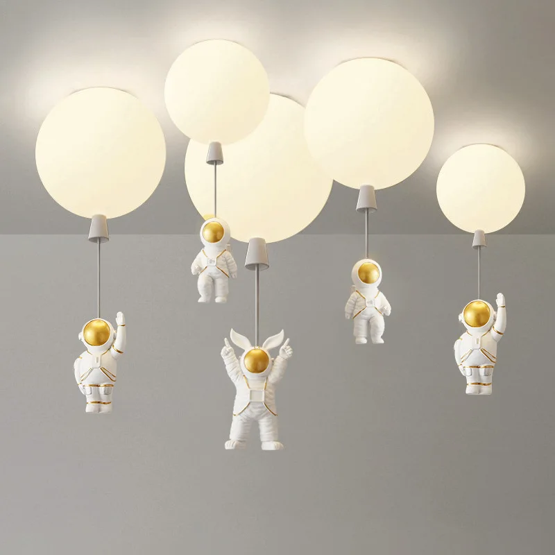 

Modern Children's Bedroom Decoration Acrylic Balloon Ceiling Lamp Simple Resin Astronaut LED E27 Light Color Kids Boy Fixture