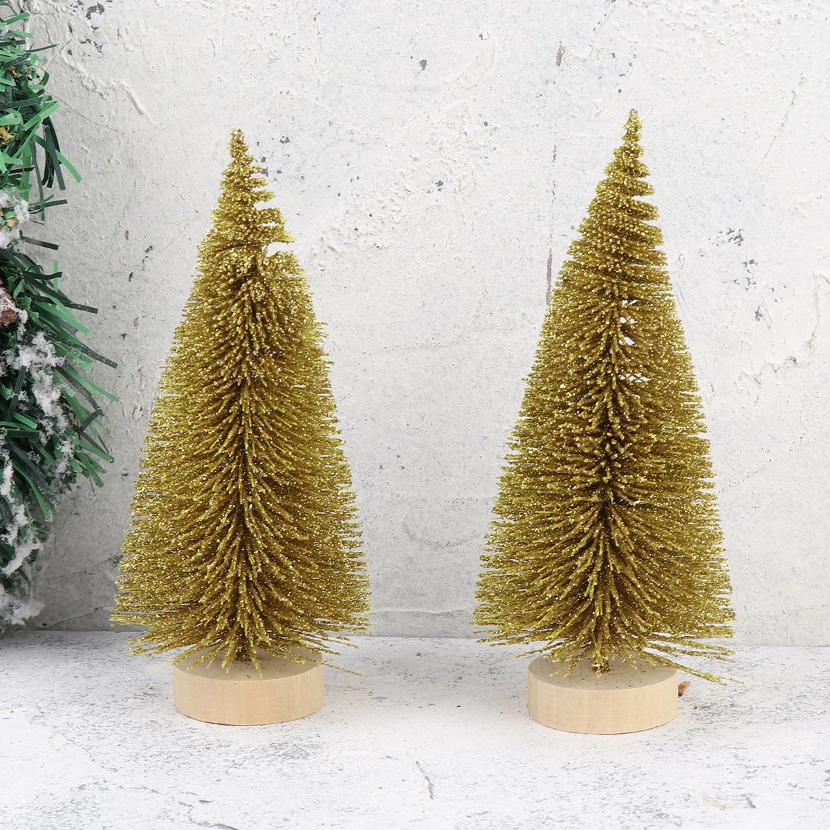 2 PCS Christmas Decorations Mini Tree Desktop Decorative Accessory Party Ornament Bamboo Model