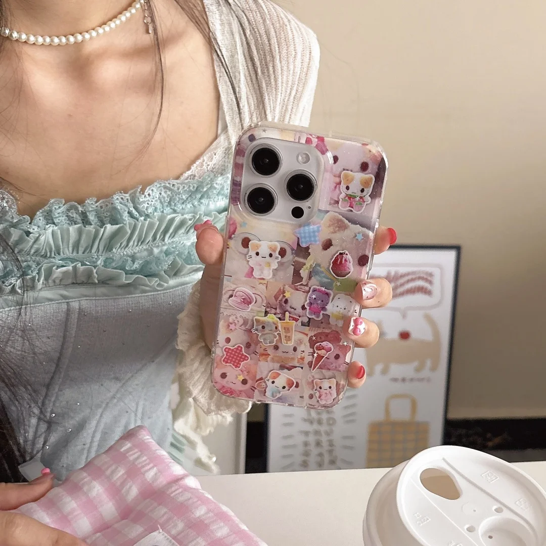 

Cute Cat Kitten Phone Case For iPhone 13 11 12 14 15 16 Pro Max Plus Silicone Phone Cover Phone Case INS fashion New ﻿﻿