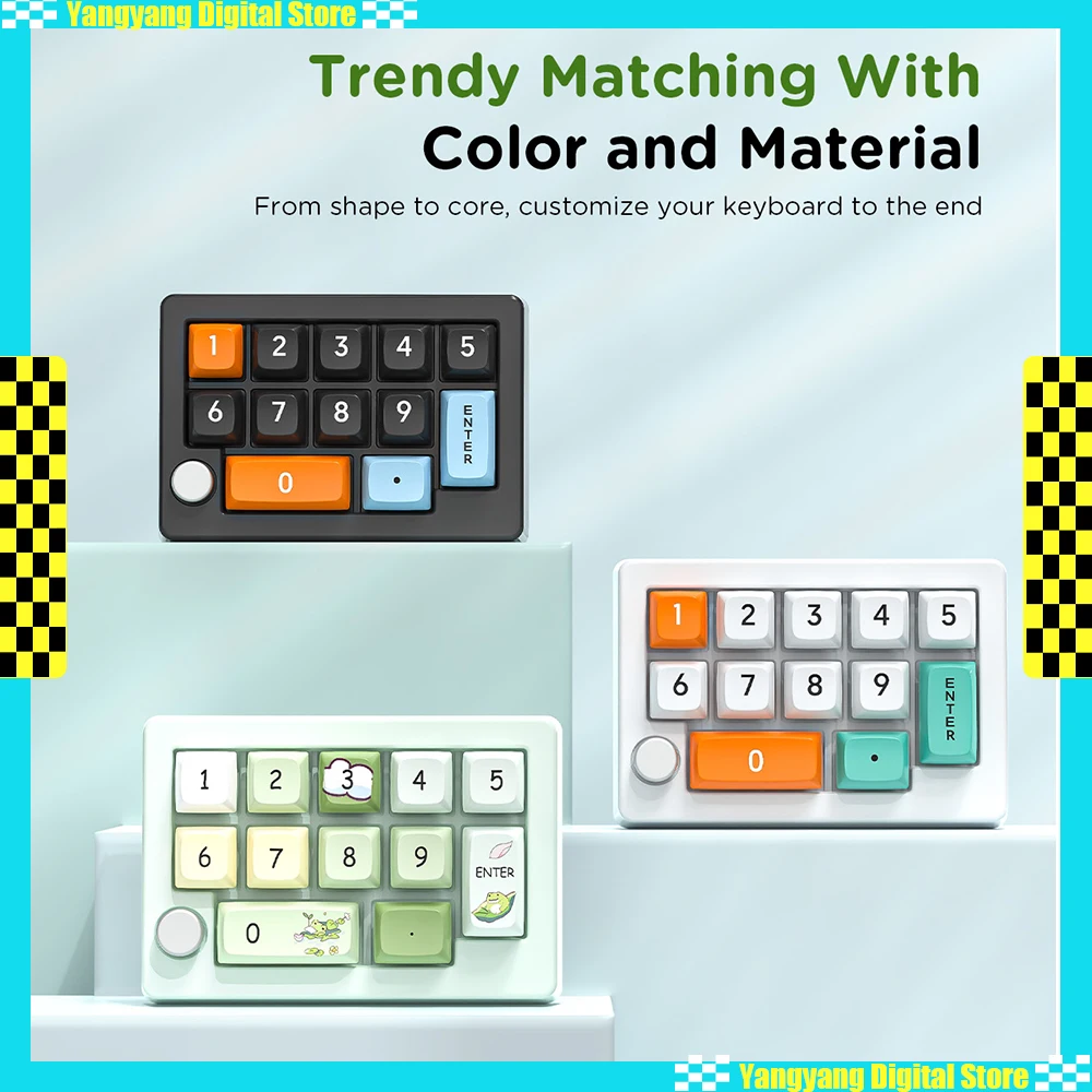 

MKESPN W908 Tri-mode Mechanical Keyboard Wireless Macro RGB Numeric Keypad Customized Hot Swappable with Knob PC Accessories