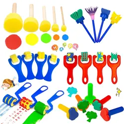 Kids Toddler Drawing Toys Sponge Brush Kit DIY Painting Brush Sponge Flower Stamp Kids Eearly Education Art Start Learning Tools