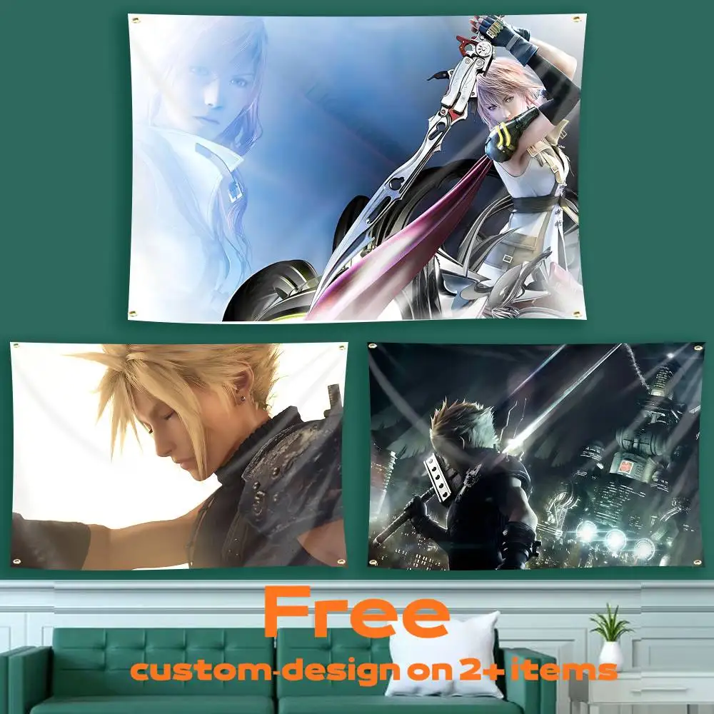 FF-VII Game Final F-Fantasy-7 Remake  Flag Tapestry Banner for Bedroom Living Room Outdoor Camping Custom Supported