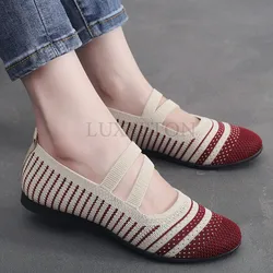 Scarpe vulcanizzate da donna 2024 nuova primavera e autunno Mesh suola morbida scarpe comode bocca superficiale scarpe Casual traspiranti da donna