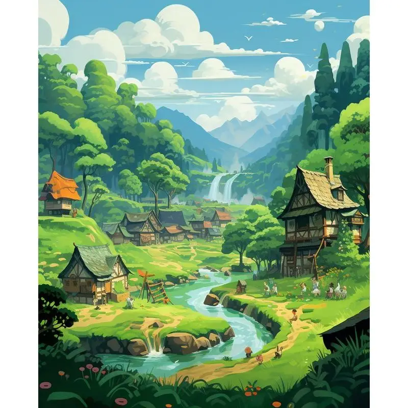 

PhotoCustom Diy Painting By Numbers Kit Mountain Scenery Paint By Numbers For Adults Landscape Crafts Handmade Gift Home Decor A