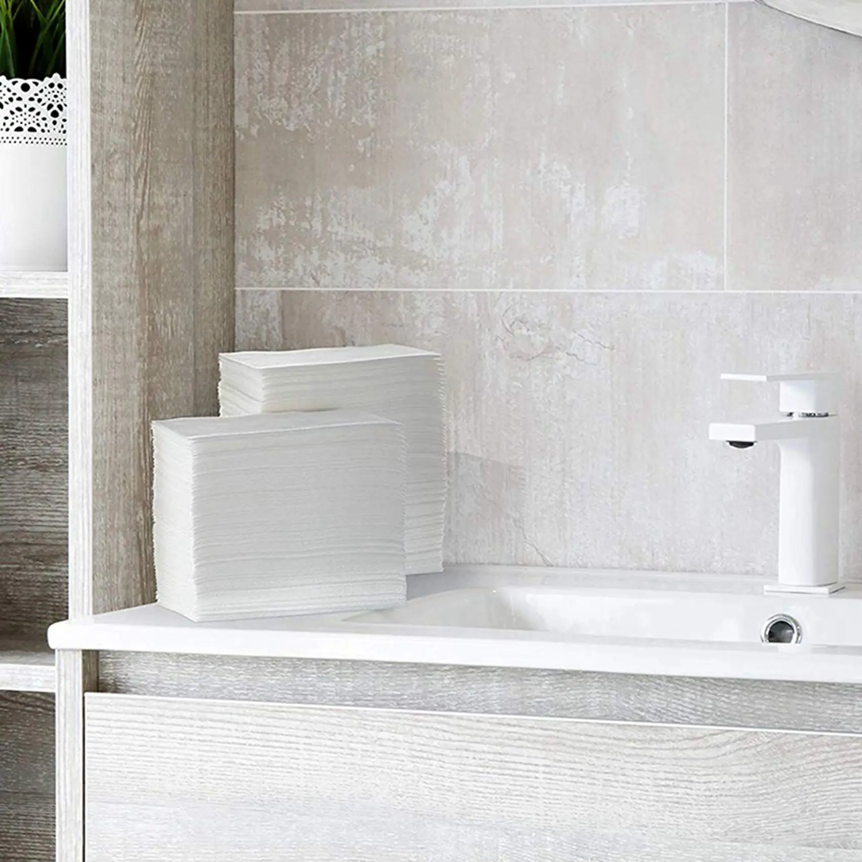 Asciugamani per ospiti in lino, panno usa e getta come tovaglioli di carta, morbidi, assorbenti, asciugamani di carta (bianco, 200)